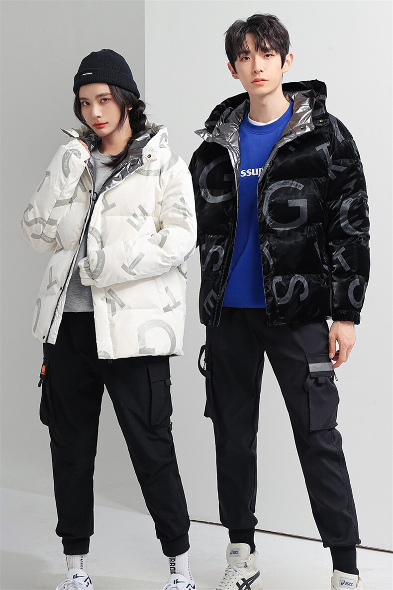 现货潮牌连帽鲨鱼皮学生情侣宽松高品质羽绒服轻薄外套面包服,男装羽绒服,星座301D-5(原星座1415）