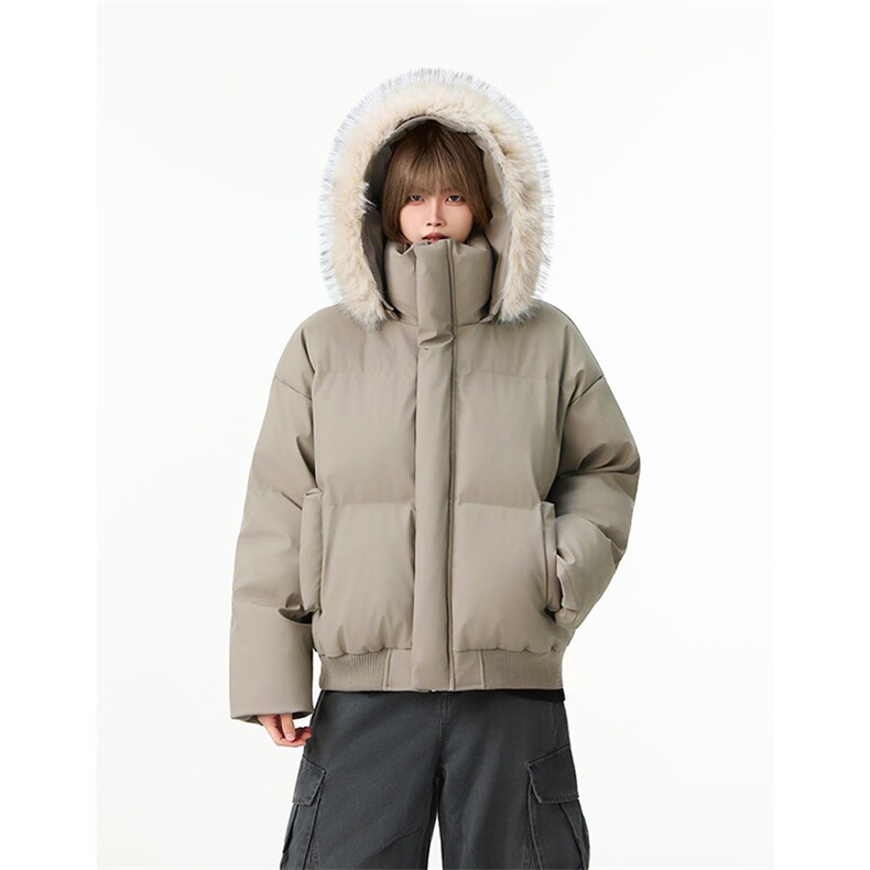 现货三防重磅硬挺boxy短款羽绒棉衣座山雕大毛毛领PU皮棉服外套冬，男装棉衣，电商A486-1