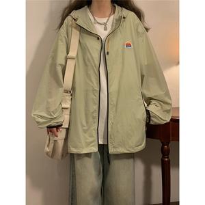 中性风黄灯撞色彩虹硅胶点缀防晒衣女潮牌防晒服男FS77001P65控88图片