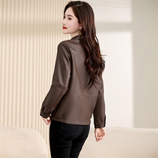 休闲小皮衣外套女短款2023年春秋季新款小个子显瘦机车PU皮衣外套，女装皮衣，江南女神