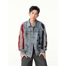 水洗牛仔外套男款春季美式痞帅上衣服宽松休闲工装夹克JK1317-P98，男装工装外套，星座1103-3