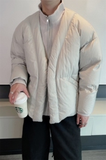 冬季高级感美式假两件立领保暖棉服男复古拼接短款棉衣潮M138P165，男装棉衣，电商B267