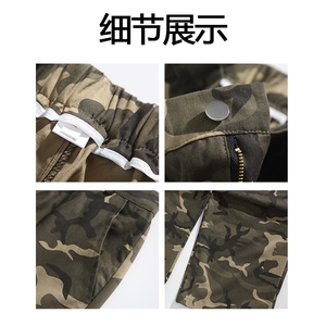 美式高街长裤子男款多口袋迷彩宽松直筒工装裤25XK67087特批35图片