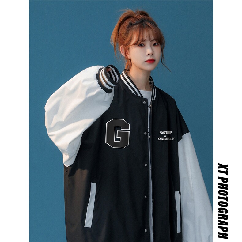 中性风 2023秋季新款港风oversize情侣棒球服夹克 G8019 p65控88图片