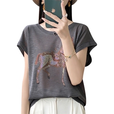 圆领套头纯色2024年秋季时尚气质简约烫钻针织衫，女装针织衫/毛衣，大美人包芯纱店