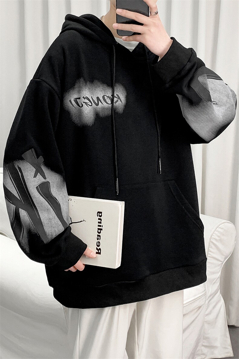 7XL-M货足港风卫衣男2023春季新款学生休闲连帽上衣加肥加大码,男装卫衣,钱塘717(原712)
