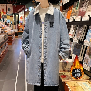 FY5010J-P98限价138 M-5XL加绒羊羔绒中性风衣长款大码宽松过膝图片