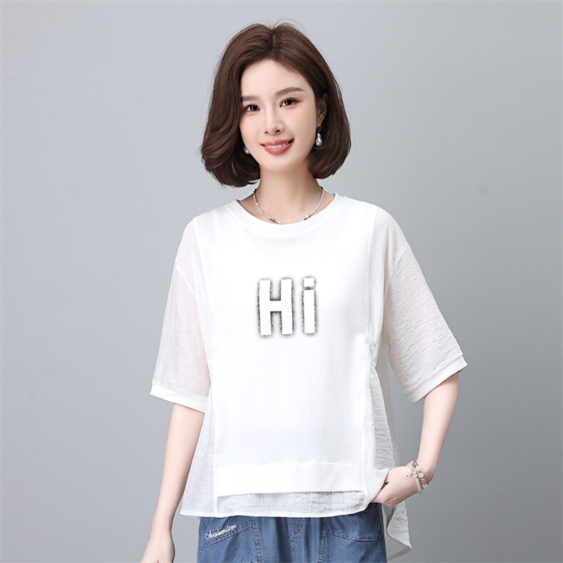 时尚宽松短袖T恤女夏季新款韩版百搭显瘦上衣学生休闲打底衫,女装T恤,叶笙衣