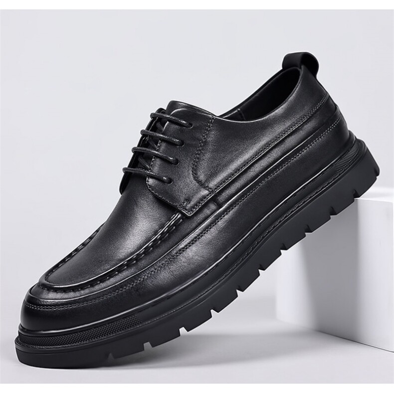 X4338-275秋季新款男士休闲鞋子头层牛皮厚底商务英伦皮鞋，男鞋皮鞋，星座1407-3