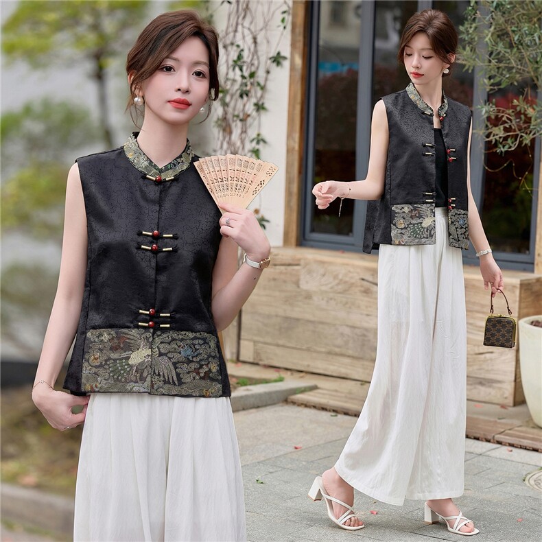2026年夏季中式马甲三件套套装女，女装套装/套裙，依路服饰