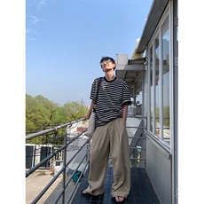 DT148-P45条纹短袖t恤男夏季宽松帅气潮流百搭半袖体恤-网图现货，男装T恤，星座603-2