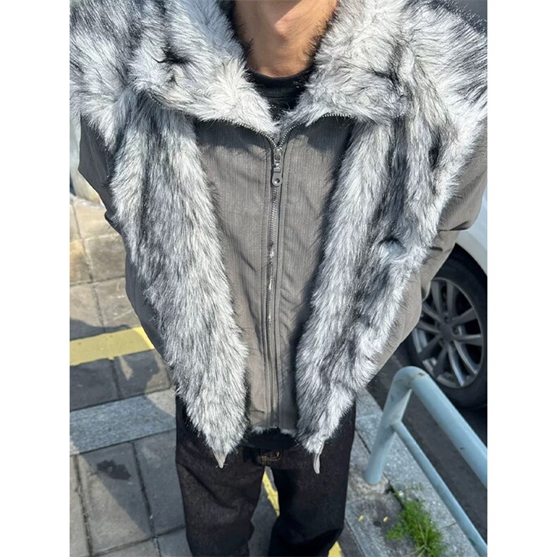 美式双层翻毛领假两件座山雕外套男冬季棉服棉衣JmF111-特p128,男装棉衣,星座910A