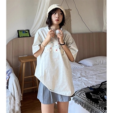 万针全刺绣工艺抖音得物高品质260克重磅纯棉双纱美式高街短袖T恤，男装T恤，电商A486-1
