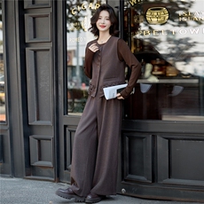 2025年秋季新款时尚气质木耳边马甲三件套，女装套装/套裙，慕依路