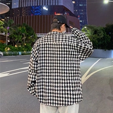 小香风千鸟格长袖衬衫男秋季外套S408P55，男装夹克，星座1116-2