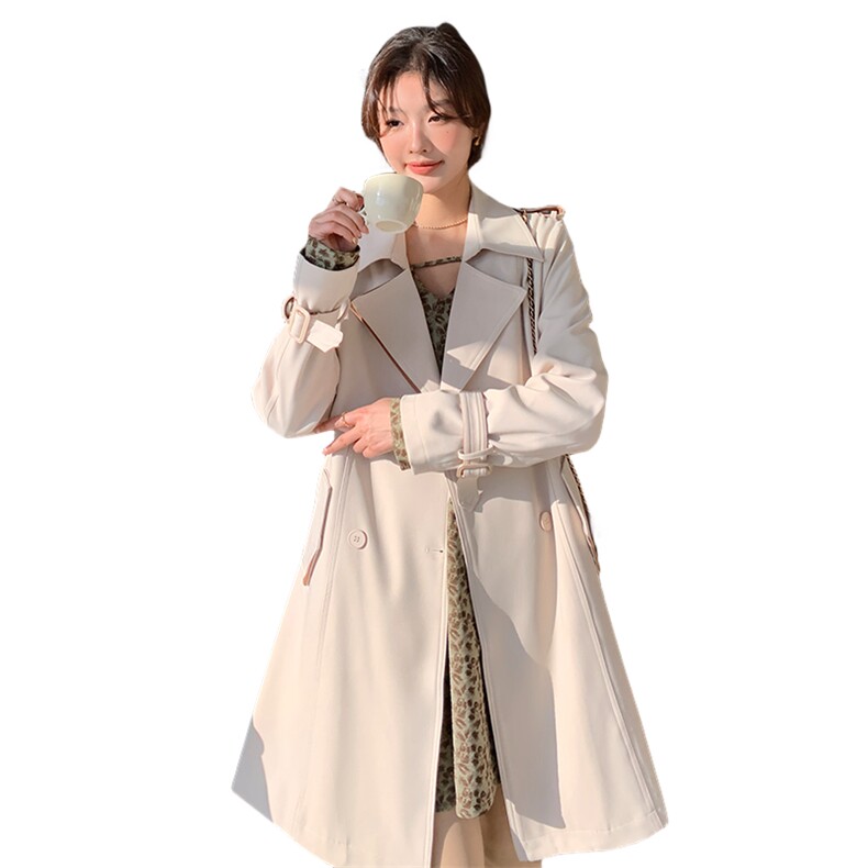 气质中长款风衣外套1C045-6002P165K258,女装风衣,红龙果