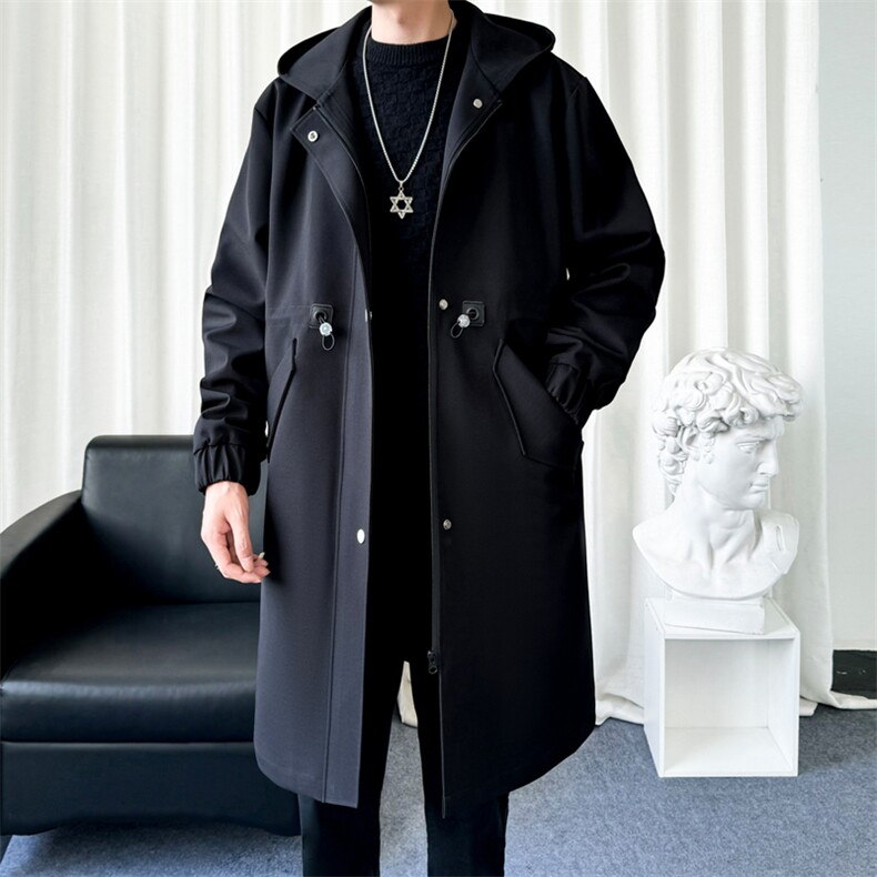 风衣男中长款大衣男加棉衣男加绒F654薄P95控148加绒P115爆景A，男装风衣，星座401