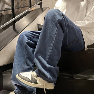 牛仔裤美式高街男款潮牌秋季复古直筒宽松休闲裤子炸街N5080-p30图片