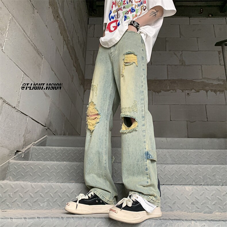 B221美式ins高街暗黑系小众拉链直筒牛仔裤LK23073-P65控88,男装牛仔裤,电商B221