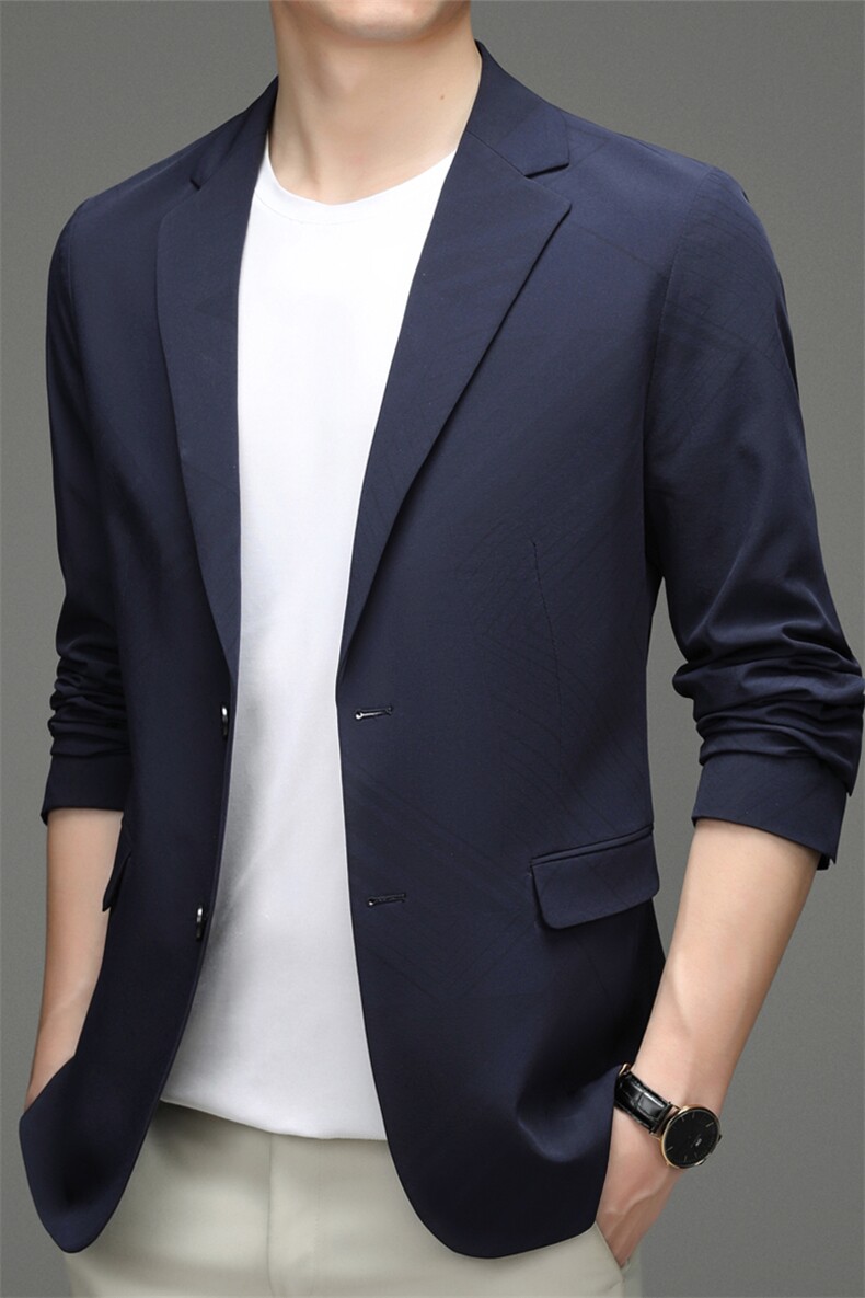 长袖2023年口袋中年翻领单排扣时尚春季上衣西服AJY2202,男装西服,钱塘6003（原4033）