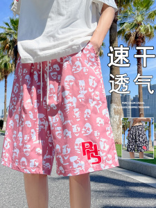 DK136沙滩短裤男夏新款美式休闲大裤衩速干泳裤薄款宽松五分裤子图片