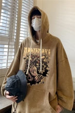 新款秋冬港风宽松连帽套头卫衣X5663-常规P70控88-加绒P80控98，男装卫衣，电商A061-1