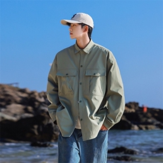 春季新款现货港风夹克户外纯色衬衫领外套DSA157B-CS02-P75，男装夹克，电商A157B