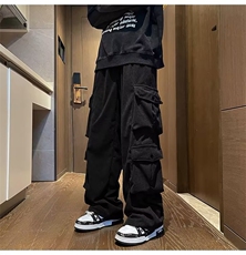 工装裤男款秋冬美式潮牌多口袋直筒阔腿裤子宽松休闲长裤K989-P47，男装休闲裤，星座308B-1