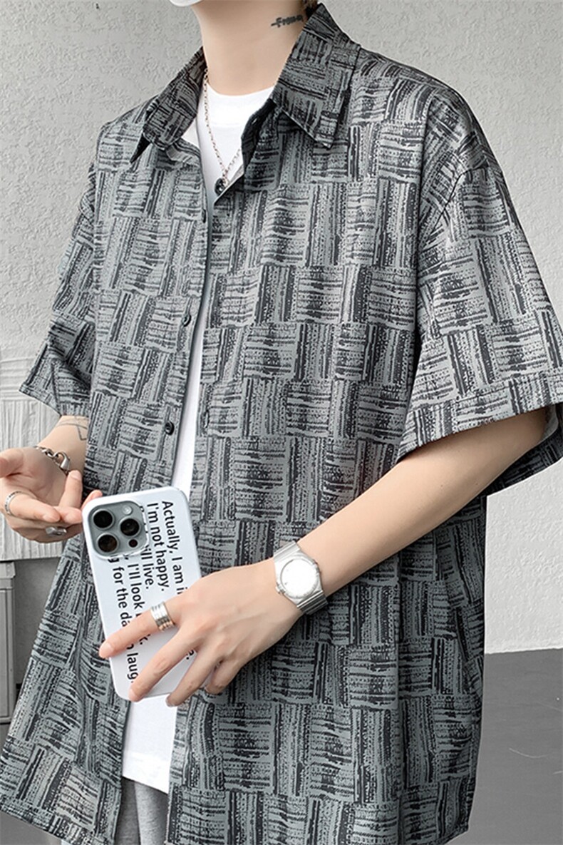 8XL-M花衬衫男款短袖夏季冰丝薄款花衬衣大码寸衫外套DC28013P38,男装衬衫,电商B312