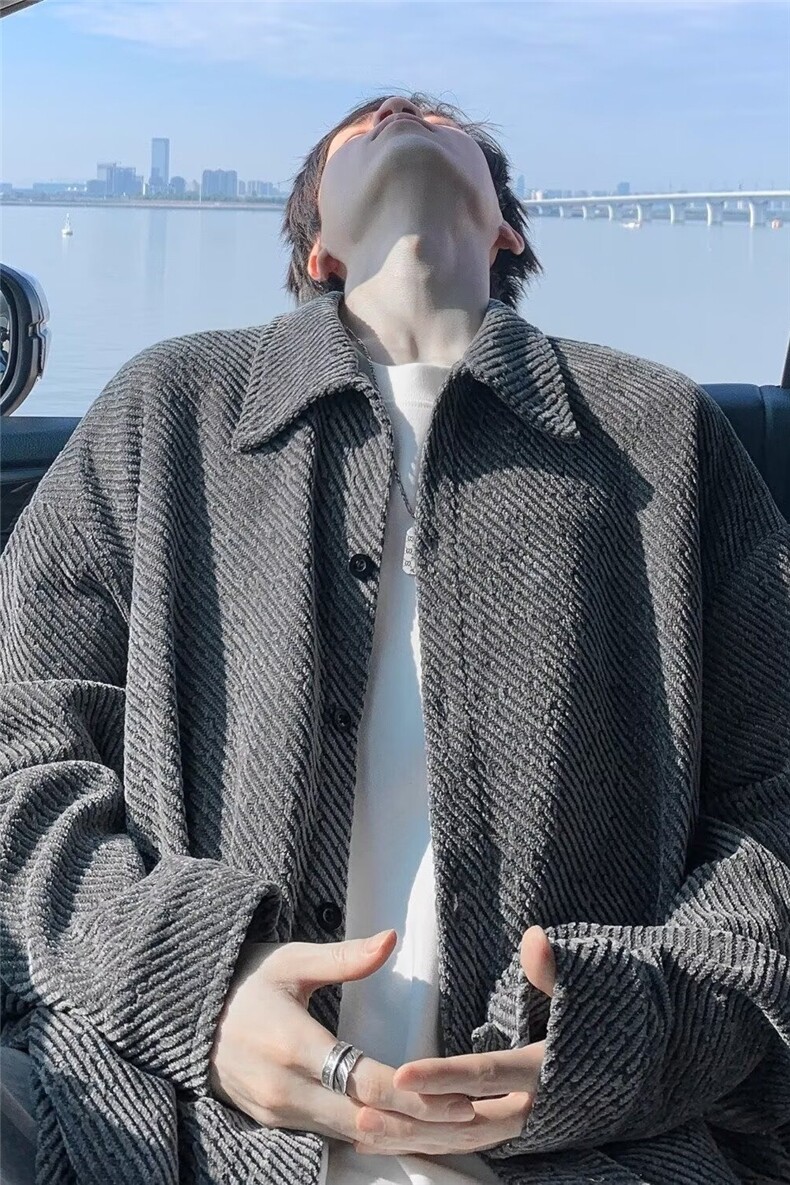 网红毛呢外套男士春秋季港风休闲情侣工装夹克ins潮牌百搭上衣,男装夹克,星座218-1（原230）
