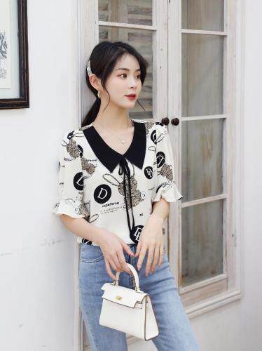 夏季新款小兔子图案小衫，女装，红利秀雅