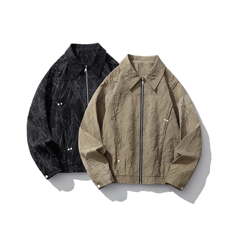 1褶皱面料金属装饰设计大码M-5XL皮夹克外套男JK77866P75控118，男装夹克，星座226-2