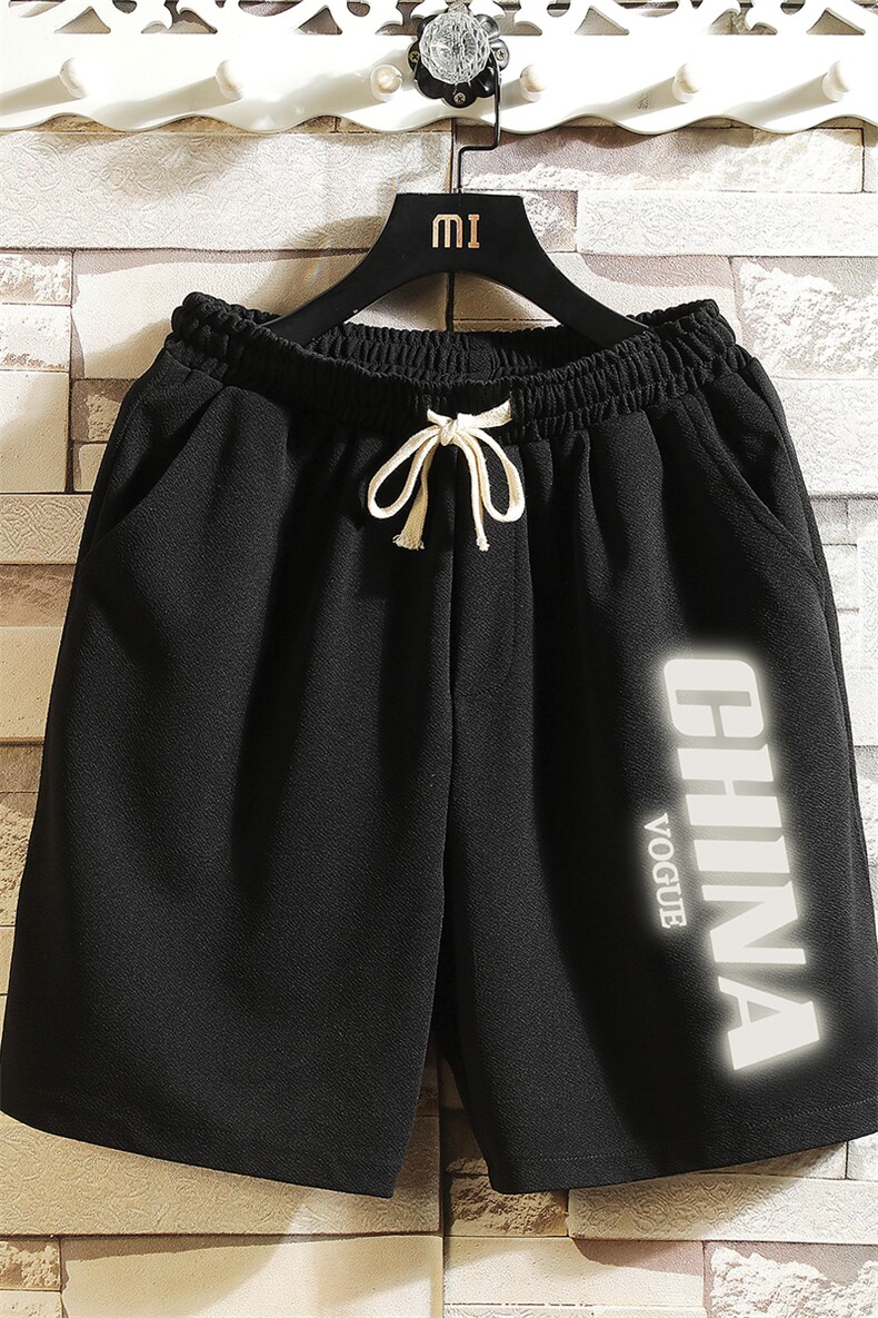 MK37053-P15冰丝短裤男士大码宽松休闲五分裤男运动中裤砖墙挂拍,男装休闲裤,电商A040A