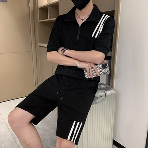 夏季社会小伙痞帅针织短袖套装轻熟风运动套装TZ2084-P85控115图片