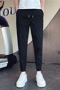 社会小伙网红裤痞帅束脚裤刺绣男士纯色休闲裤束脚九分裤 A11-P40图片