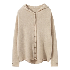连帽纯色宽松休闲针织开衫长袖新款秋冬羊绒衫，女装羊绒衫，澳冬特羊绒