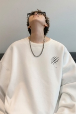 内景春季新款圆领卫衣男潮抓痕印花宽松打底衫WY9307/P35加绒P45，男装卫衣，电商B316
