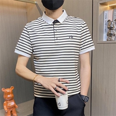 PL042-特P40男士短袖T恤夏季薄款商务潮流帅气带翻领条纹Polo衫，男装Polo衫，电商D310B-1
