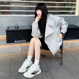 抖音得物品质 26春装美式重磅结构斜拉链高领连帽卫衣开衫外套W61图片