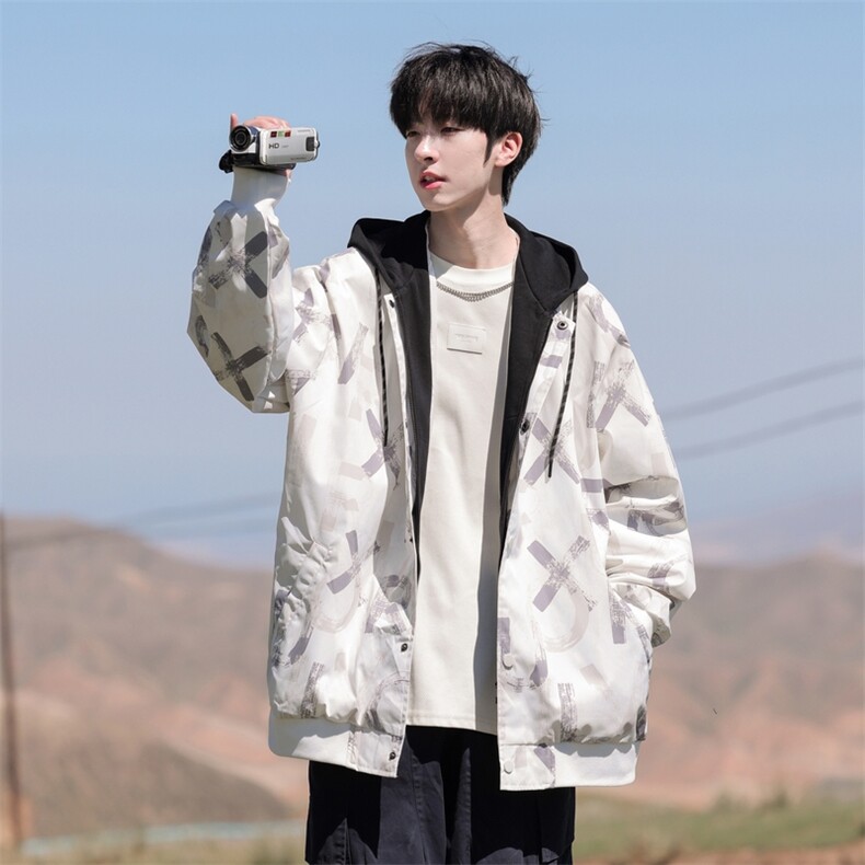 G0131-P85秋季新款日系cityboy连帽假两件夹克外套图片