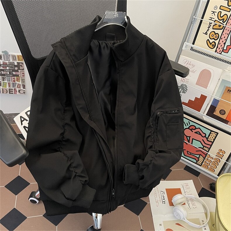 飞行员夹克外套男春秋款美式廓形短款冲锋cleanfit立领教练棒球服,男装夹克,星座601-1