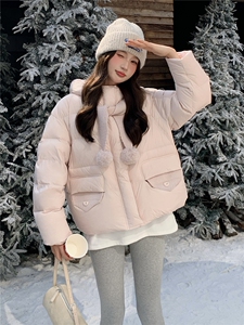 现货主推2025新款气质轻薄泡芙加厚保暖白鸭绒短款羽绒服女图片