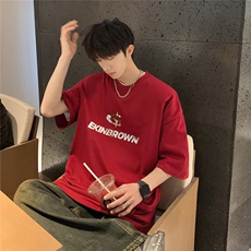 银色立体四芒星印花短袖T恤男DT77776P23块特价控45：供抖音视频，男装T恤，星座227-7