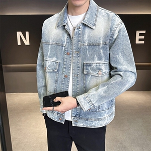 浅色牛仔夹克外套男春季2025新款水洗潮牌上衣  A313-1711-P155图片
