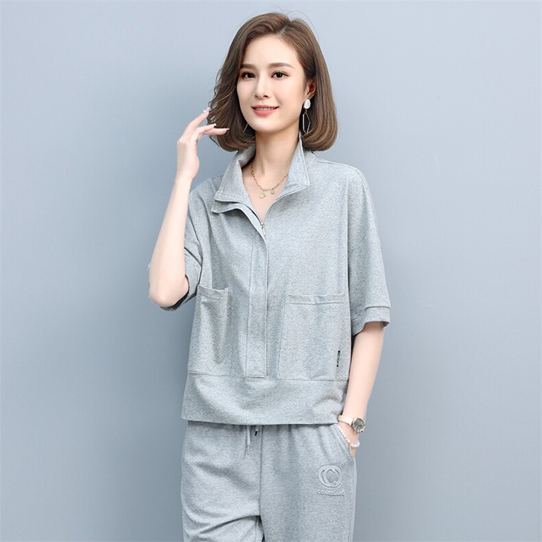 2023夏季新款简约休闲时尚立领宽松透气落肩袖舒适上衣,女装卫衣/绒衫,玛其路