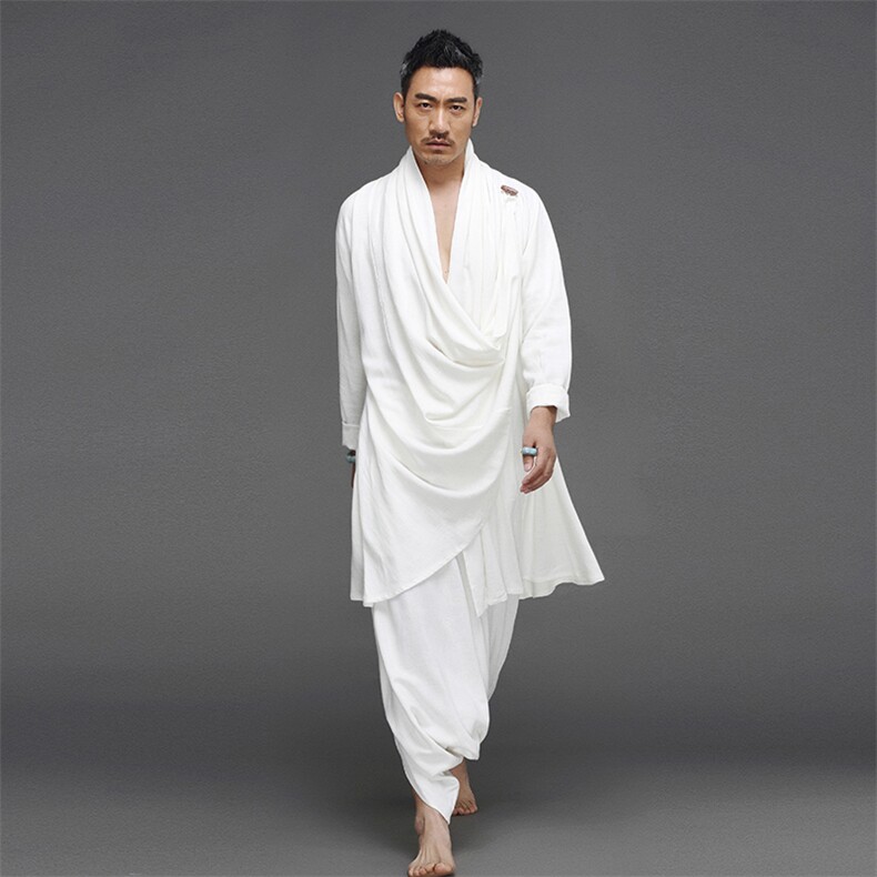 棉麻打坐居士汉服宽松长款披风衣民族套装瑜伽服Q9220-P190图片