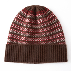 2025年春季新款百搭女士提花双股加厚保暖翻边帽，帽子，戎咖羊绒