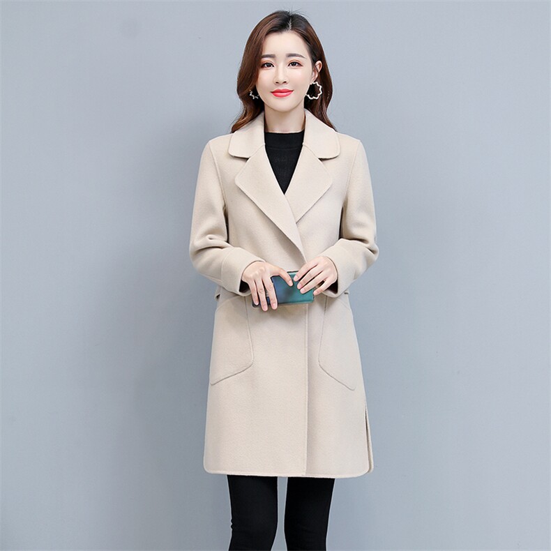 高端红色双面羊绒大衣女小个子2025春秋装新款西装领气质毛呢外套,女装毛呢外套,媚琳依坊