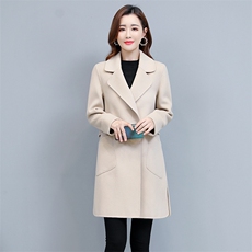 高端红色双面羊绒大衣女小个子2025春秋装新款西装领气质毛呢外套，女装毛呢外套，媚琳依坊
