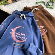 WY2209-P35加绒款-P40纯棉连帽卫衣男大码运动帽衫宽松薄，男装卫衣，电商A040